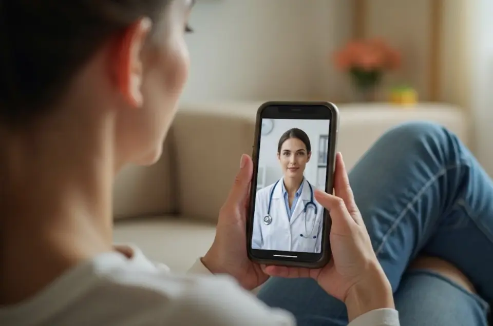 A patient speaking with an AHPRA-registered doctor via a telehealth consultation online consultation in Australia